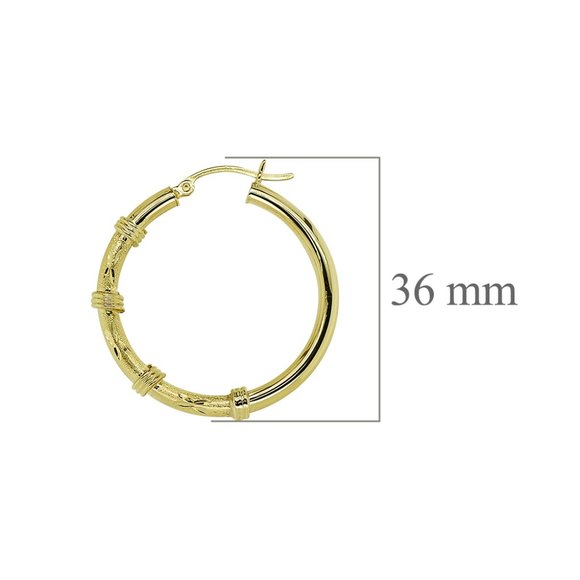 14K Yellow Gold Dangle Hoop Earrings - Picture 3 of 3